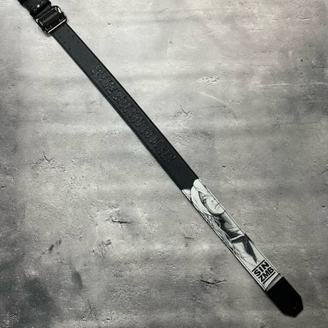 【 50mm Width Soft Leather Guitar Strap / SIN ZMB Monochrome Print Design 002 】（HISASHI Model）