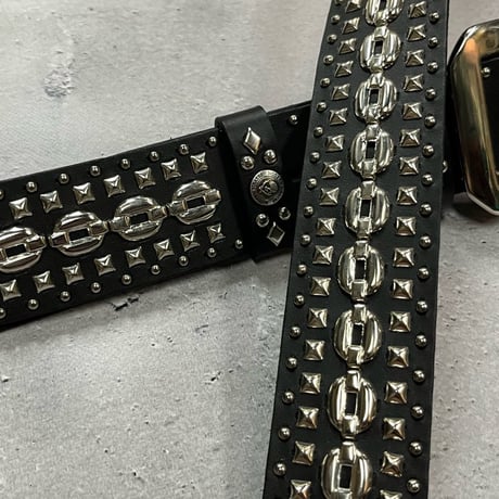 【 42mm Width Hard Leather Guitar Strap / Mix Spots Design 】