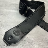 【 70mm Width Soft Leather Bass Strap / Black Pyramid Spots Design 】(IKUO Model)