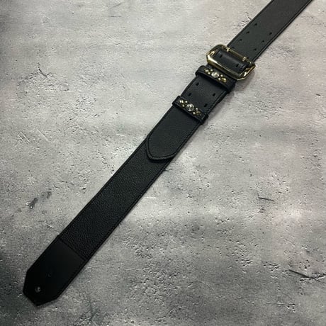 【 50mm Width Soft Leather Guitar Strap / HISASHI Mark Spots Design (Gold) 】（HISASHI Model）