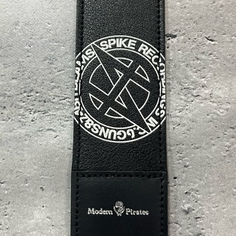 【 50mm Width Soft Leather Guitar Strap / SPIKE RECORDINGS Print Design 】（HISASHI Model）