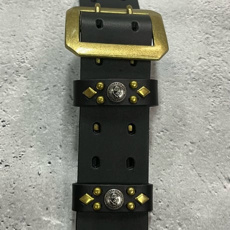 【 42mm Width Hard Leather Guitar Strap / Vintage Spots Design 002 】