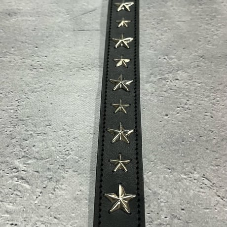 【 24mm Width Hard Leather Guitar Strap / 1Row Star Spots Design 】