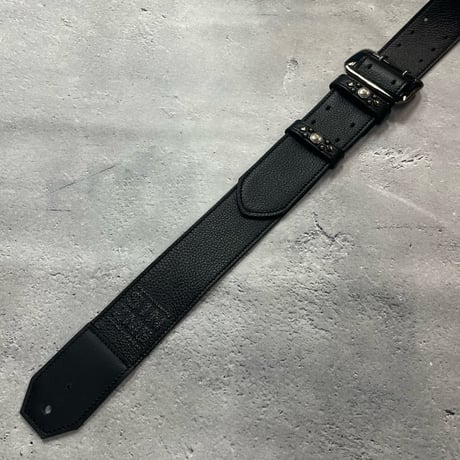 【 50mm Width Soft Leather Guitar Strap / SIN ZMB Monochrome Print Design 002 】（HISASHI Model）