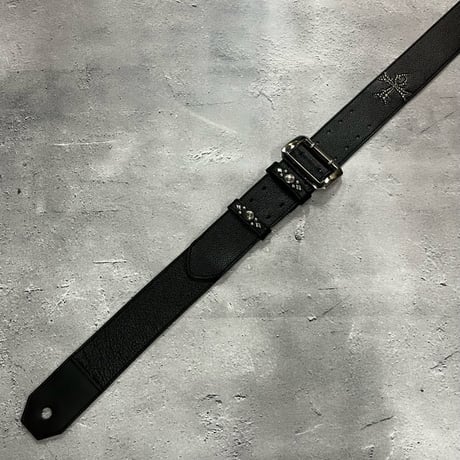 【 50mm Width Soft Leather Guitar Strap / Four ANK Logo Spots Design 】（Takeshi Honda Model）