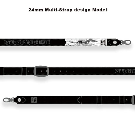 【 50mm Width Soft Leather Guitar Strap / SIN ZMB Monochrome Print Design 002 】（HISASHI Model）