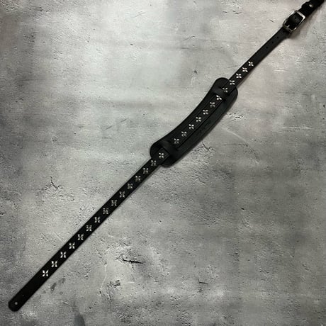 【 24mm Width Hard Leather Guitar Strap / Four Daiamond Spots Design 】