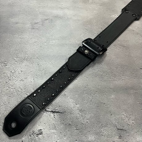 【 70mm Width Soft Leather Bass Strap / Black Diamond Spots Design 】(IKUO Model)