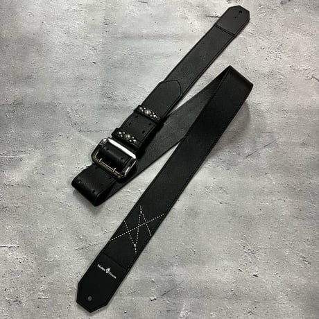 【 50mm Width Soft Leather Guitar Strap / HISASHI Mark Spots Design (Silver) 】（HISASHI Model）