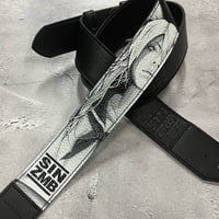 【 50mm Width Soft Leather Guitar Strap / SIN ZMB Monochrome Print Design 002 】（HISASHI Model）