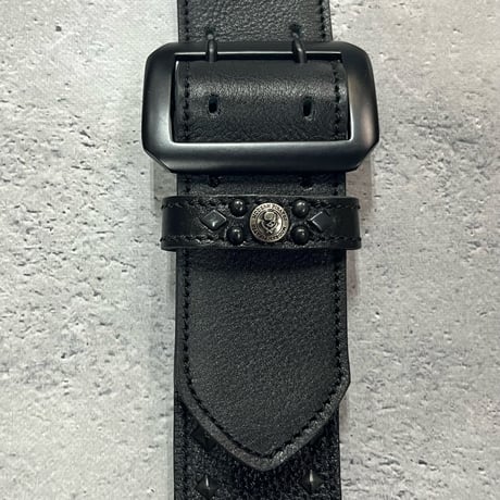 【 70mm Width Soft Leather Bass Strap / Black Pyramid Spots Design 】(IKUO Model)