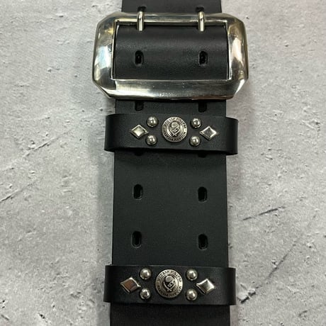 【 50mm Width Hard Leather Guitar Strap / Side Chain Spots Design 】