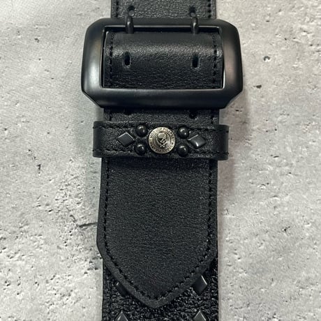 【 70mm Width Soft Leather Bass Strap / Black Diamond Spots Design 】(IKUO Model)