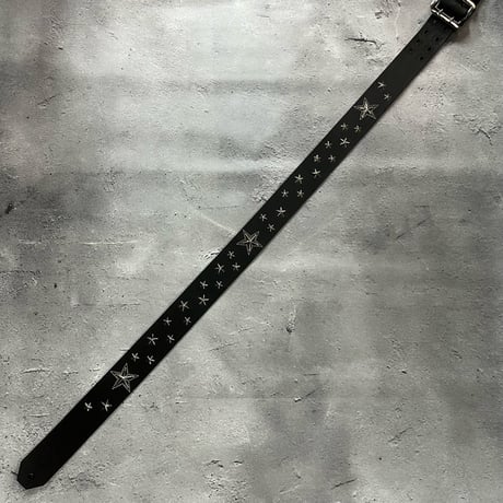 【 Ikebe × Modern Pirates 42mm Width Hard Leather Guitar Strap / Random Star Spots Design