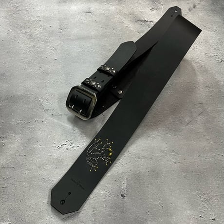 【 60mm Width Hard Leather Guitar Strap / Frog Spots Design 】