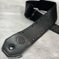 【 70mm Width Soft Leather Bass Strap / Black Diamond Spots Design 】(IKUO Model)