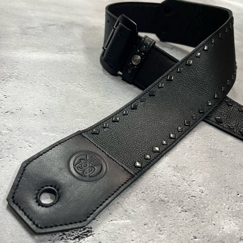 70mm Width Soft Leather Bass Strap / Black Di