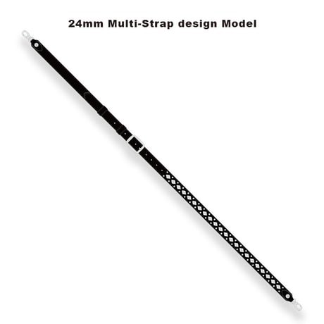 【 24mm Width Hard Leather Guitar Strap / 1Row Dia Pyramid Spots & Rhinestone Design 】