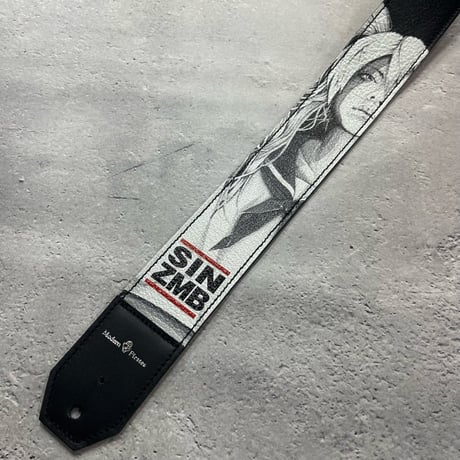 【 50mm Width Soft Leather Guitar Strap / SIN ZMB Monochrome Print Design 001 】（HISASHI Model）
