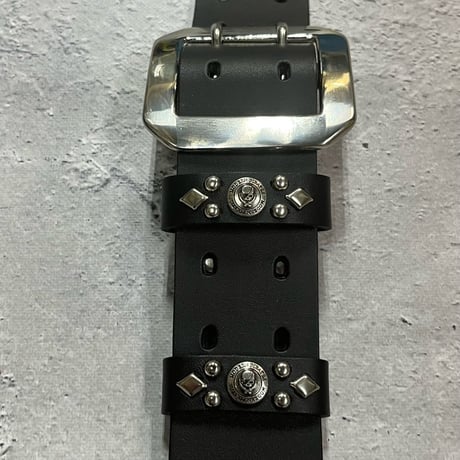 【 60mm Width Hard Leather Guitar Strap / Butterfly & Flower Spots Design 】