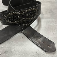 【 42mm Width Vintage Leather Guitar Strap / Vintage Spots Design 001（Blacknickel）】（SUGIZO Model）