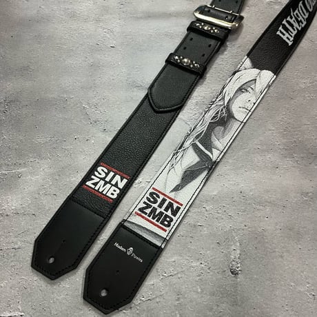 【 50mm Width Soft Leather Guitar Strap / SIN ZMB Monochrome Print Design 001 】（HISASHI Model）