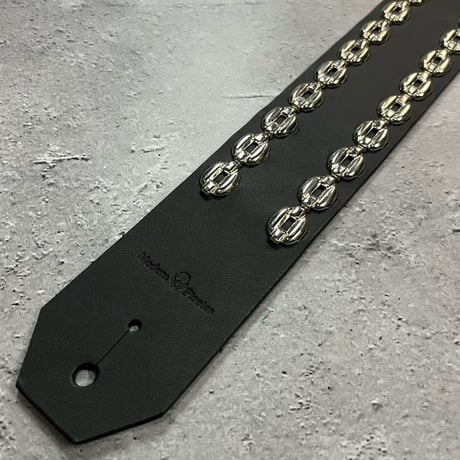 【 50mm Width Hard Leather Guitar Strap / Side Chain Spots Design 】