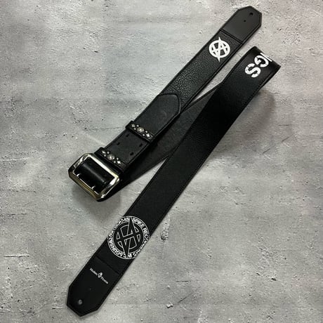 【 50mm Width Soft Leather Guitar Strap / SPIKE RECORDINGS Print Design 】（HISASHI Model）