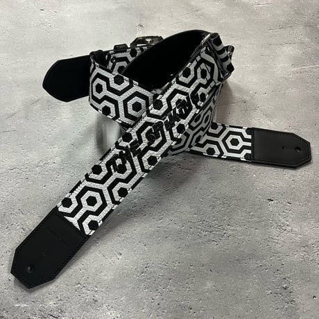【 50mm Width Soft Leather Guitar Strap / THE SPiKiNG Print Design 】（HISASHI Model）