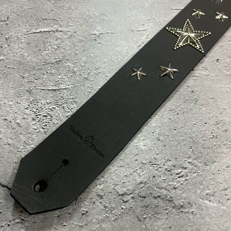 【 Ikebe × Modern Pirates 42mm Width Hard Leather Guitar Strap / Random Star Spots Design