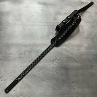 【 24mm Width Hard Leather Guitar Strap / 1Row Hexagon Spots & Rhinestone Design 】