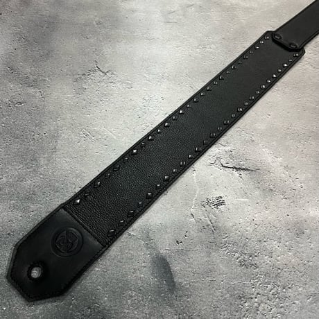 【 70mm Width Soft Leather Bass Strap / Black Diamond Spots Design 】(IKUO Model)