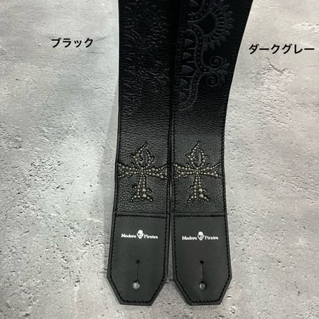 【 50mm Width Soft Leather Guitar Strap / ANK Spots & Henna Art Print Design 】（Takeshi Honda Model）