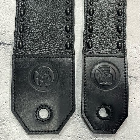 【 70mm Width Soft Leather Bass Strap / Black Express & Round Spots Design 】(IKUO Model)