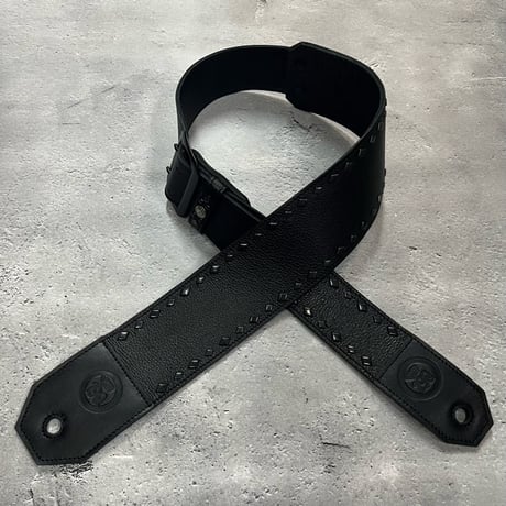 【 70mm Width Soft Leather Bass Strap / Black Diamond Spots Design 】(IKUO Model)