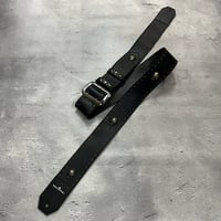 【 50mm Width Soft Leather Guitar Strap / Side Round & Skull Spots Design 】