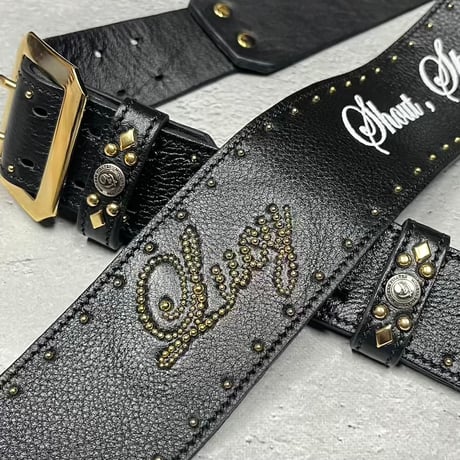 【 60mm Width Soft Leather Guitar Strap / Lucy Spots Design 】（Lucy Model)