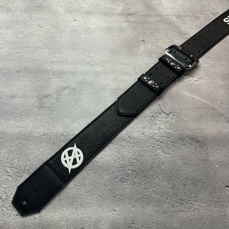 【 50mm Width Soft Leather Guitar Strap / SPIKE RECORDINGS Print Design 】（HISASHI Model）