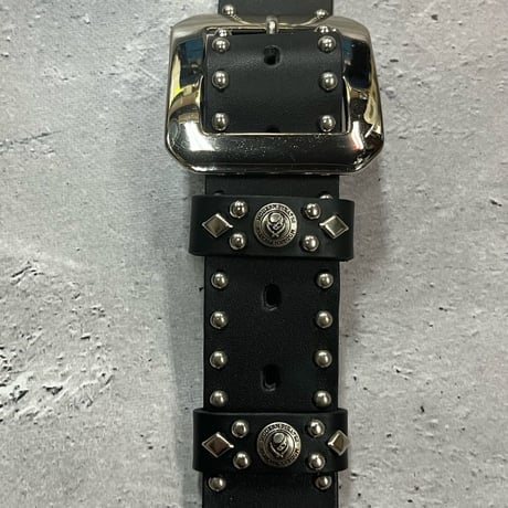 【 35mm Width Leather Guitar Strap / Side Round Center Mix Pyramid Spots 】