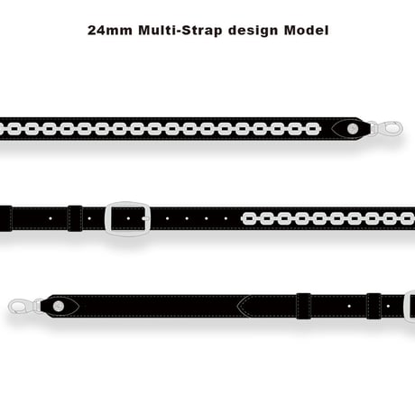 【 24mm Width Hard Leather Guitar / 1Row Chain Spots Design 】