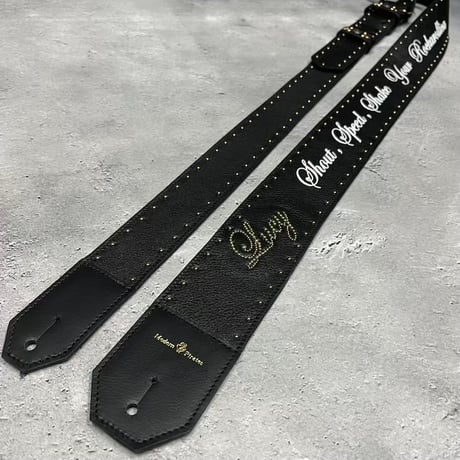 【 60mm Width Soft Leather Guitar Strap / Lucy Spots Design 】（Lucy Model)
