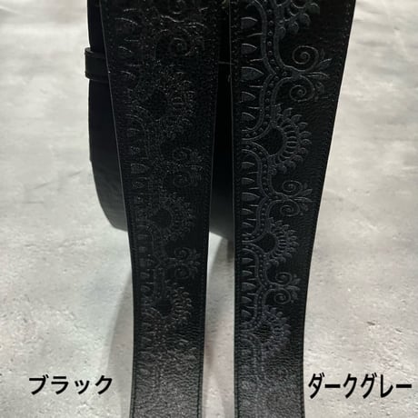 【 50mm Width Soft Leather Guitar Strap / ANK Spots & Henna Art Print Design 】（Takeshi Honda Model）