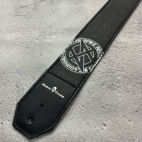 【 50mm Width Soft Leather Guitar Strap / SPIKE RECORDINGS Print Design 】（HISASHI Model）