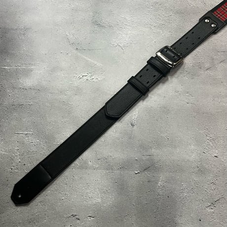 【 50mm Width Cloth & Soft Leather Guitar Strap / Tartancheck Design 】