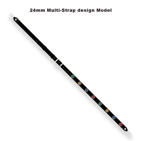 【 24mm Width Hard Leather Guitar Strap / Round Spots & Rhinestone Design 】
