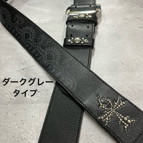 【 50mm Width Soft Leather Guitar Strap / ANK Spots & Henna Art Print Design 】（Takeshi Honda Model）