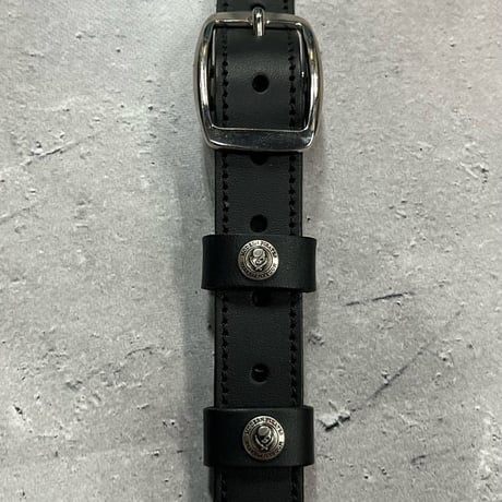 【 24mm Width Hard Leather Guitar Strap / 1Row Dia Pyramid Spots & Rhinestone Design 】
