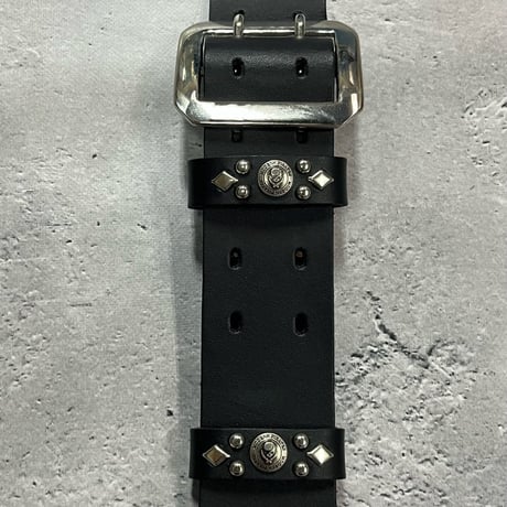 【 42mm Width Hard Leather Guitar Strap / Vintage Spots Design 002 】