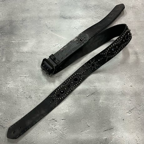 【 42mm Width Vintage Leather Guitar Strap / Vintage Spots Design 001（Blacknickel）】（SUGIZO Model）