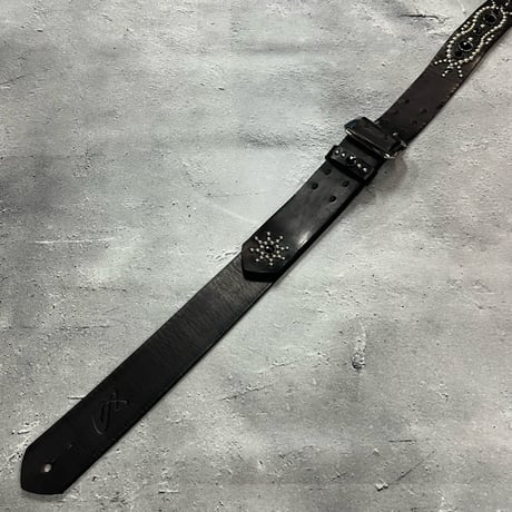 【 42mm Width Vintage Leather Guitar Strap / Vintage Spots Design 001（Silver）】（SUGIZO Model）